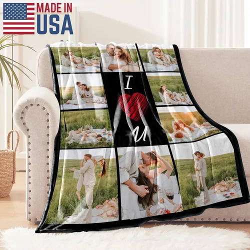 Miniatura 5 de Manta personalizada con foto, manta de collage personalizada con tu propia imagen, fabricada en Estados Unidos, regalo para ella, él, mujeres