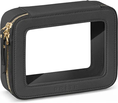 Prite Bolsa de maquillaje transparente, estuche organizador de cosméticos, bolsa de aseo de viaje impermeable, bolsa para el cuidado de la piel con