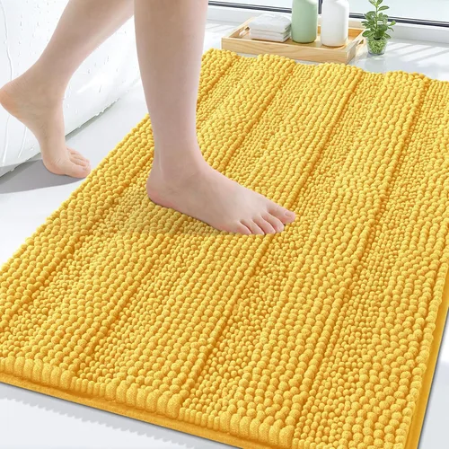 Miniatura 27 de Grandaily Alfombras de baño de felpilla a rayas de 24 x 16 pulgadas, extra gruesas y suaves, absorbentes, parte trasera de goma, alfombra de ducha