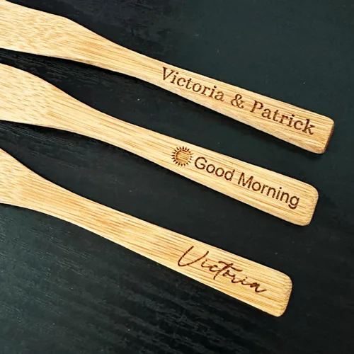 Miniatura 3 de Awerise Esparcidor de queso de madera personalizado, esparcidor de mantequilla personalizado con cuchillo de mantequilla (5, con grabado)