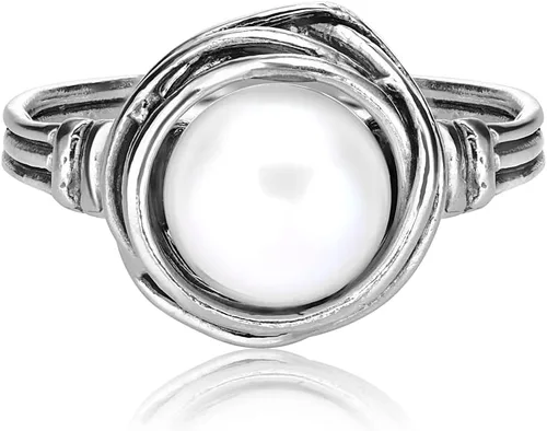 Miniatura 3 de JEAN RACHEL JEWELRY Anillo de plata de ley 925 con perla de agua dulce, hipoalergénico, sin níquel ni plomo, colección de diseñador artesanal hecha