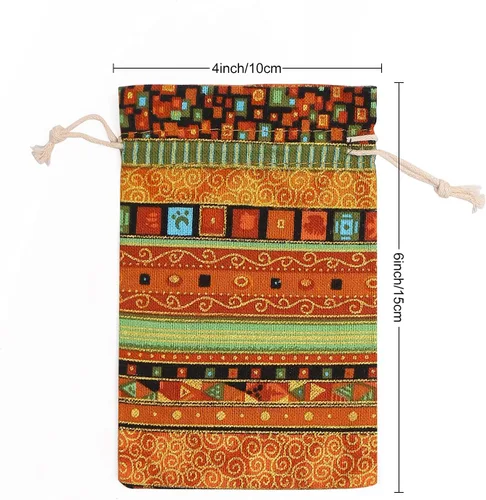 Miniatura 2 de SumDirect Bolsa de arpillera de lino estilo étnico egipcio, 20 bolsas de regalo de 4 x 6 pulgadas con cordón, bolsas de algodón reutilizables