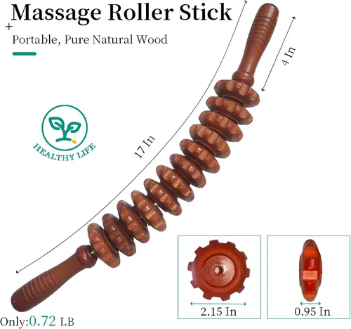 Miniatura 2 de Herramientas de masaje de terapia de madera, rodillo de masaje curvado para esculpir el cuerpo, masajeador de drenaje linfático, kit
