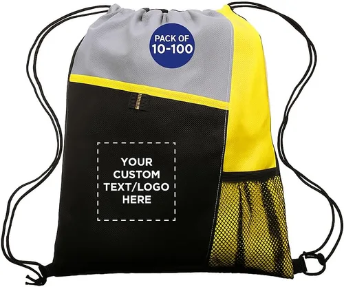 Miniatura 31 de DISCOUNT PROMOS Juego de mochilas con cordón no tejidas personalizadas de 10/50/100, paquete personalizado a granel