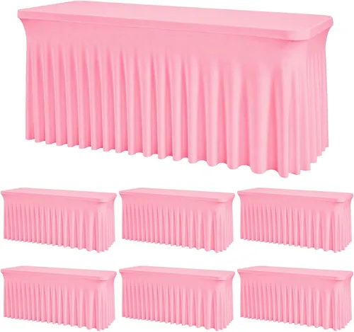 Miniatura 23 de Mantel rectangular de elastano negro, funda elástica ajustada para mesas rectangulares de 1,8 m, falda de mesa elástica sin arrugas para decoración