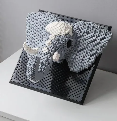 Miniatura 2 de BDYDT Juego de bloques de construcción de elefante; un juego de decoración de pared para adultos que aman pasatiempos creativos (1625 piezas)