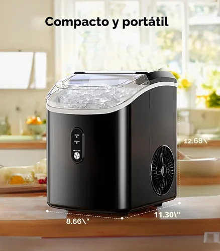 Miniatura 7 de Máquina de hielo Nugget para encimera, Silonn máquina de hielo de pellets masticables con función de autolimpieza, 33 libras/24H máquinas de hielo