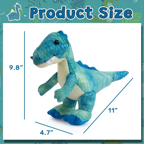 Miniatura 4 de HollyHOME Juguete de dinosaurio T-Rex de peluche con escamas texturizadas suaves y realistas, lindo regalo de dinosaurio para niños, azul y blanco