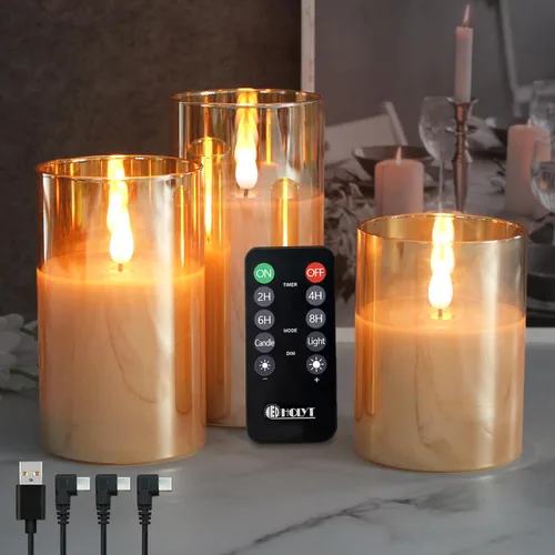 Miniatura 19 de LEDHOLYT Vela Recargable Sin Llama, Vela de Pilar LED Intermitente de Cera Real con Control Remoto y Temporizador, Mecha en Forma de Lágrima, Velas