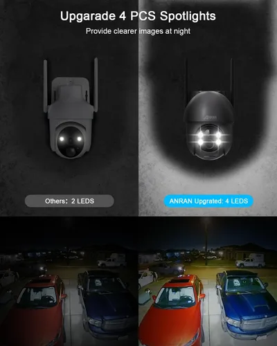 Miniatura 2 de ANRAN - Cámara de seguridad inalámbrica para exteriores con visión de 360°, cámara solar para exteriores con sirena inteligente, focos, visión Gris