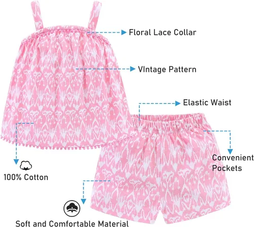 Miniatura 99 de LittleSpring Conjunto de verano para niñas con camiseta sin mangas y pantalones cortos florales