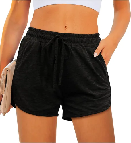 Miniatura 2 de Aloodor - Pantalones cortos deportivos para mujer con bolsillos y cordón