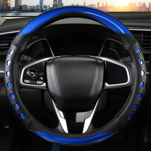 Miniatura 2 de Funda de cuero sintético para volante de automóvil con agarre antideslizante, para mujeres y hombres, ajuste universal para automóviles, camiones