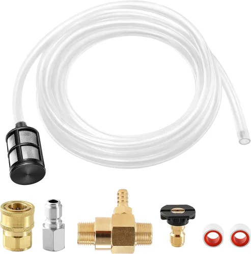 PWACCS Inyector químico para lavadora a presión, kit de inyector aguas abajo con conectores de 3/8 pulgadas, 2-3 GPM, 3200 PSI