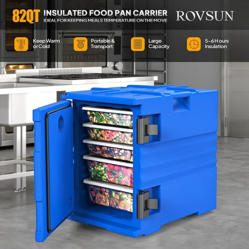 Miniatura 2 de ROVSUN Transportador de bandejas de alimentos aislado de 82 cuartos de galón, calentador de alimentos Hot Box para 5 bandejas de tamaño completo
