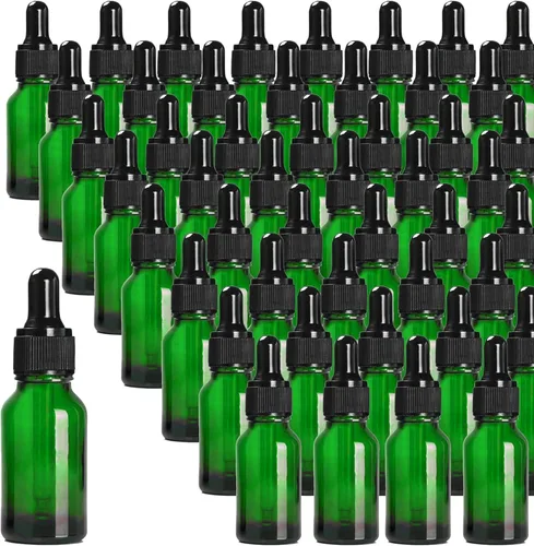 Miniatura 16 de Paquete de 48 Botellas Cuentagotas de Vidrio Transparente de 1 oz, Botellas Cuentagotas con Cuentagotas de Vidrio para Aceites Esenciales, Perfumes