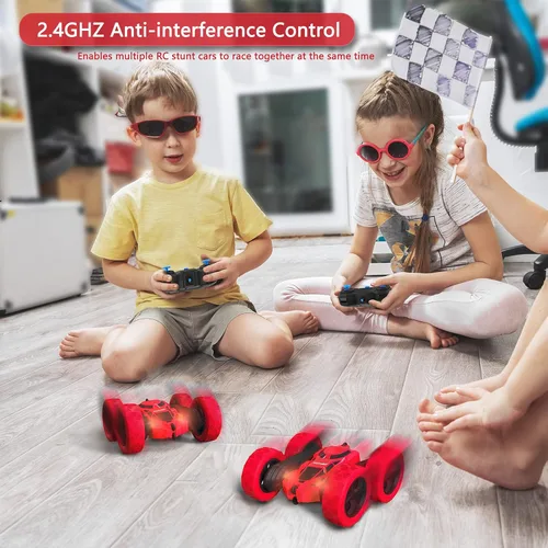 Miniatura 6 de Hamdol Coche de acrobacias a control remoto para niños de 6 a 12 años, auto de control remoto giratorio de 360° con luces LED, vehículo eléctrico