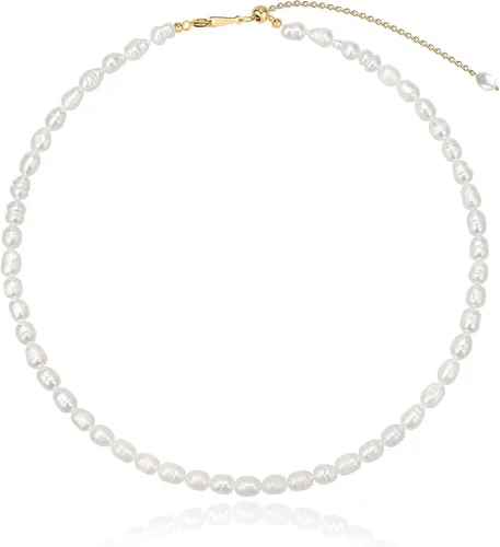 InzheG Gargantilla de perlas de agua dulce, chapado en oro de 14 quilates, hecho a mano, delicado collar de perlas de oro cultivado barroco,