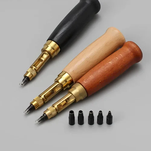 Miniatura 5 de Perforadora de tornillo ajustable, herramienta de perforación de agujero de cuero, perforadora de papel, perforadora para manualidades, juego