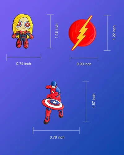 Miniatura 2 de 25 dijes de superhéroe para decoración de zapatos de zueco, accesorios de héroe de dibujos animados para adultos, Metal no precioso., No es una