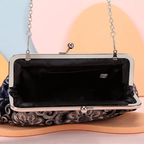 Miniatura 9 de Fawziya Bolsos de noche con lentejuelas bordadas de terciopelo con cierre de beso