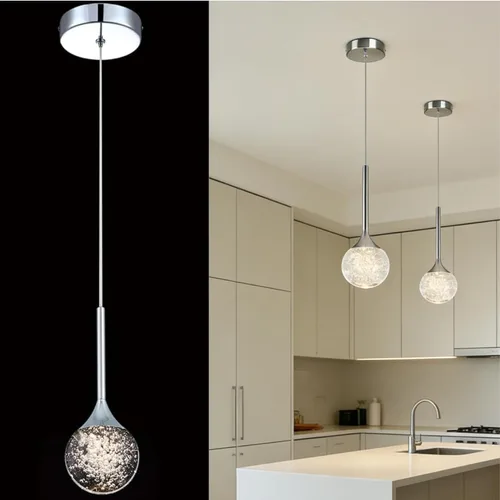 Miniatura 11 de Moderna lámpara colgante de cristal cromado, lámpara colgante de techo con forma de lágrima de luna, luz de isla de cocina, lámpara LED regulable