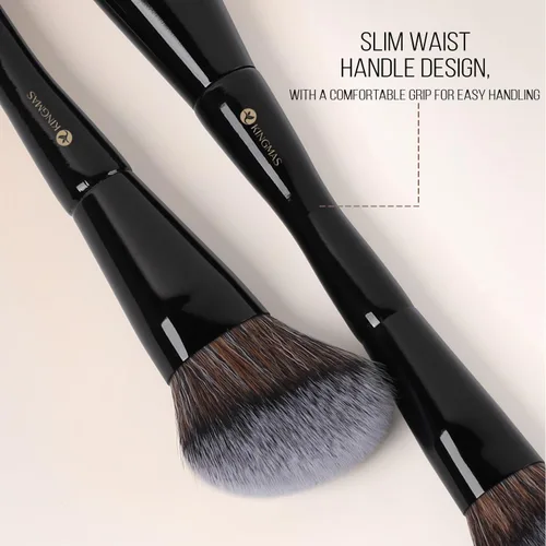 Miniatura 5 de KINGMAS Cepillo dúo para base y bronceador, cepillo de maquillaje de doble punta con ángulo y punta redonda para contorno, cerdas sintéticas