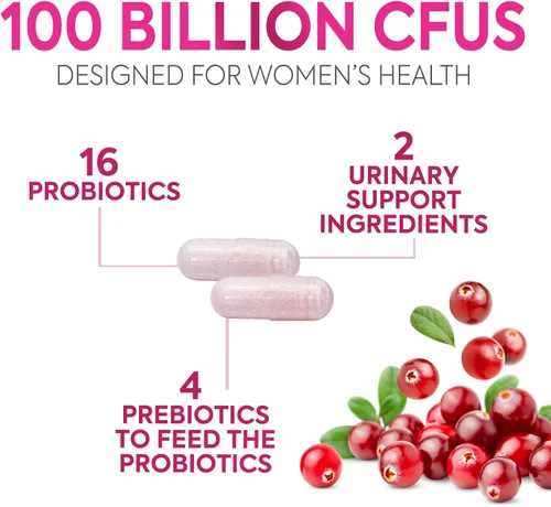 Miniatura 3 de Probióticos para mujeres 100 mil millones de UFC por porción - Probiótico para mujer para la salud digestiva 16 cepas únicas - Balance diario del pH