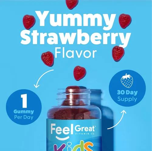 Miniatura 3 de Feel Great USDA - Gomitas probióticas orgánicas para niños, probióticos masticables de fresa para salud digestiva y apoyo inmunológico, probióticos
