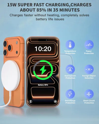 Miniatura 3 de Cargador magnético inalámbrico, paquete de 2 cargadores rápidos Apple Mag-Safe para iPhone, almohadilla de carga plana segura para iPhone 17Pro