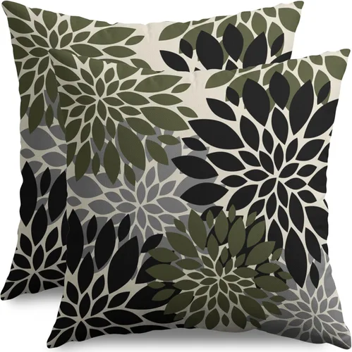 Miniatura 67 de Fundas de Almohada Azul Aguamarina 16X16 Pulgadas Juego de 2, Flores de Dalia Primavera Verano Floral Crema Fundas de Almohada Decorativas
