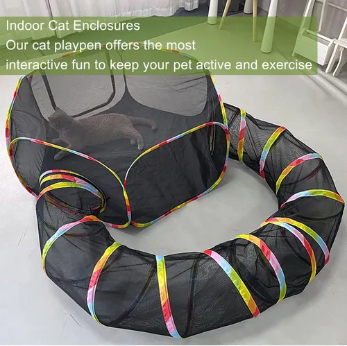 Miniatura 6 de CLKHOWL Recinto para gatos al aire libre, carpas portátiles para gatos para exteriores, sin jaula para exteriores, recinto para mascotas, túnel