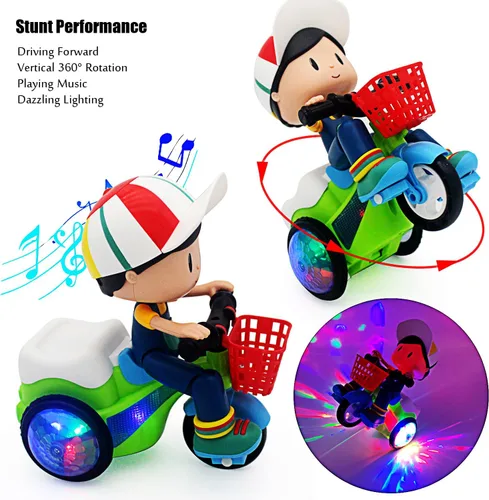 Miniatura 2 de Tipmant Triciclo Eléctrico para Bebés y Niños Pequeños Juguete de Motocicleta de Dibujos Animados Vehículo con Acrobacias, Música, Luces Luminosas