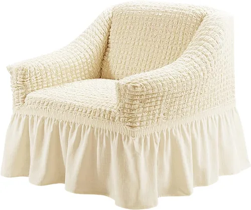 Miniatura 11 de Qubjus Funda Elástica para Sofá Fundas para Sofá Lavables Funda para Sofá Sillón Cama Protector de Muebles de Fácil Ajuste con Parte Inferior Beige