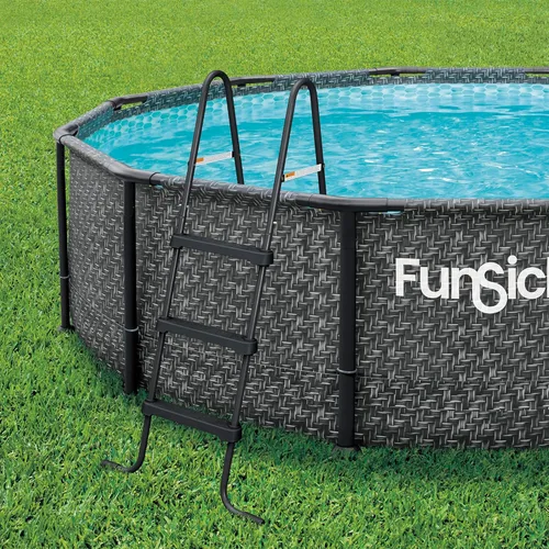 Miniatura 4 de Funsicle SureStep - Escalera de piscina de acero ligero de 3 escalones para exteriores con pies antideslizantes para uso en exteriores, color negro