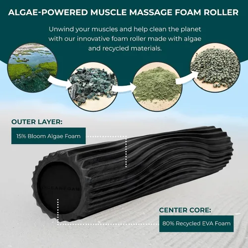 Miniatura 5 de Oceanfoam Soft Tidal Roller (negro y carbón jaspeado) - Rodillo de espuma de baja densidad para terapia física, dolor de espalda, ejercicio