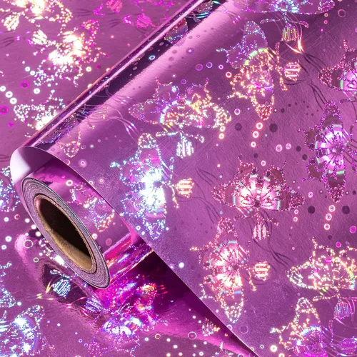 Miniatura 8 de LeZakaa Papel de Regalo Holográfico Rosa, Papel de Aluminio Metálico con Brillo y Diseño de Estrellas para Navidad, Día de la Madre, Graduación