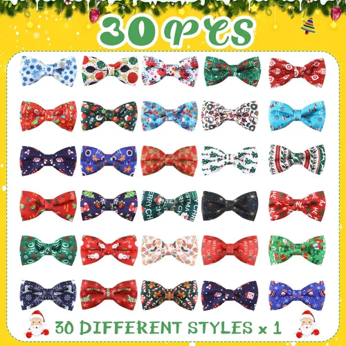 Miniatura 4 de Talltalk 30 Piezas de Corbatines para Perro, Lazos para Perro a Granel, Accesorios Festivos para Perro, Adornos para Collares Desmontables, Lazos
