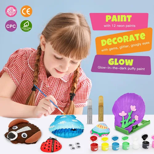 Miniatura 3 de Nicmore Arte y manualidades de conchas marinas para niños: kits de pintura que brillan en la oscuridad, manualidades para edades de 4 a 6 años, 4 a