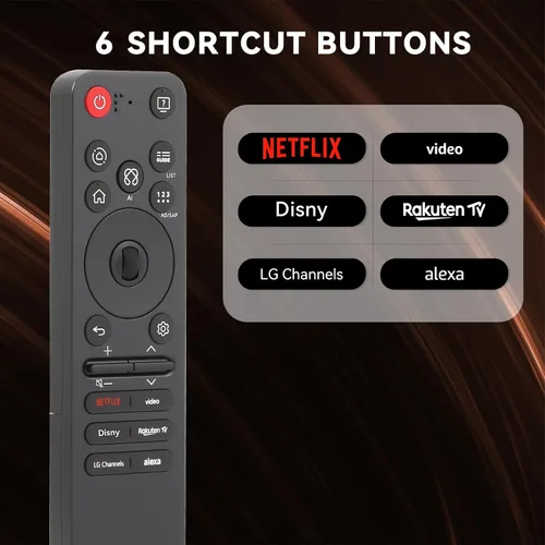 Miniatura 5 de Control remoto por voz Bluetooth MR25GA (AKB76046602) para televisores LG 2019 a 2025, control de voz AI con puntero y Alexa, control remoto