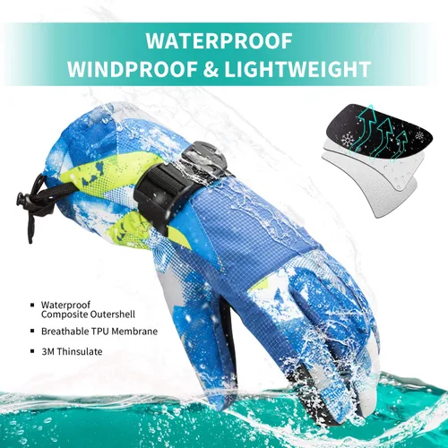Miniatura 3 de BOSONER Guantes de esquí y snowboard, guantes cálidos impermeables de invierno, guantes de nieve para clima frío para hombres, mujeres, niños