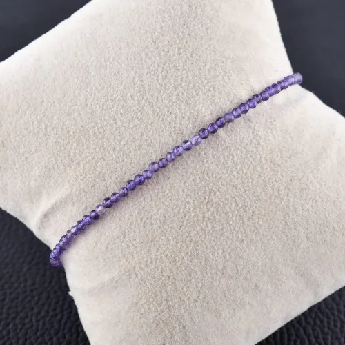 Miniatura 44 de Natural Gemstone Micro Beads Dainty Bangle Bracelet, Handmade Birthstone Jewelry, Healing Chakra Crystals, Silver Plated 8 inch, Birthday Gift for