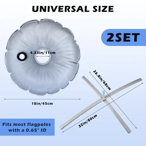 Miniatura 2 de Blulu 2 juegos de base de bandera de plumas plegable con bolsa de agua, soporte de poste de metal cruzado que se adapta con un diámetro