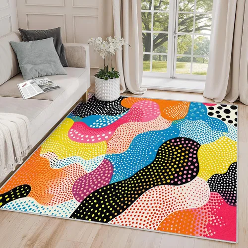 Miniatura 12 de Alfombras abstractas para sala de estar 8x10 - Alfombra abstracta, alfombra de 4x6, alfombra de área geométrica multicolor de estilo pop art