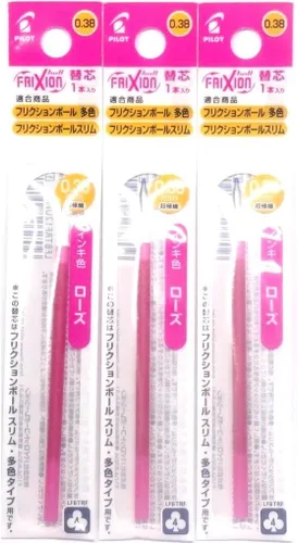Pilot FriXion Ball Slim - Recambio de tinta rosa de 0.015 in (LFBTRF12UF-RS), 3 paquetes/total de 3 repuestos (importación de Japón) [Paquete