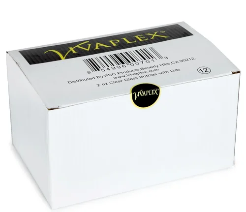 Miniatura 2 de Vivaplex, 12, botellas de vidrio transparentes, de 2 onzas, con tapas