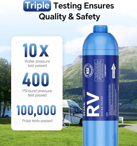 Miniatura 8 de Stokk - Filtro de agua para RV con protector de manguera flexible, certificado NSF, filtro de manguera de agua en línea para jardín, autocaravana