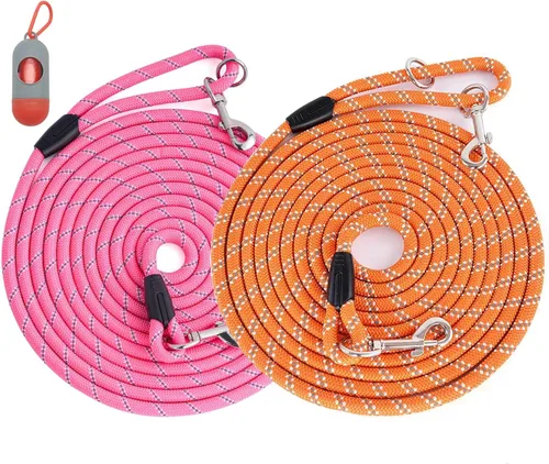 Miniatura 24 de Correa larga para entrenamiento de perros de 10 pies, 16 pies, 30 pies, 50 pies, 100 pies, cuerda de hilos reflectantes, correa resistente para Negro