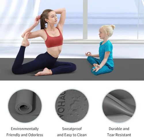 Miniatura 4 de Extra Wide & Thick 8mm Yoga Mat, 72"x31.5" Large Non Slip Exercise Mat, Premium POE Material for Superior Cushioning & Stability, with Strap for