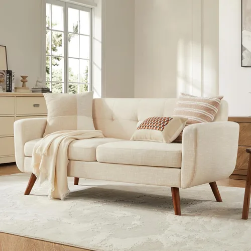 Miniatura 53 de Tbfit Sofá en Forma de L, Sofás Seccionales Modernos de Mediados de Siglo de 80" de Ancho, Sofás de 3 Plazas con Chaise Lounge Amplio, Sofá Beige
